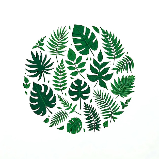 Collection of tropical palm leaves