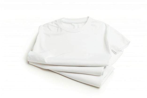 Collection of tshirts foldeds white blank isolated on white background flat lay tees template