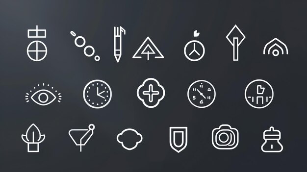 Photo a collection of twentyfour white outline icons on a dark background