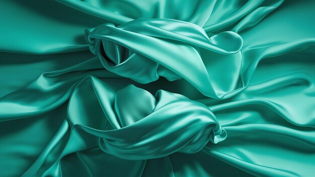 Photo a collection of two pastel green turquoise silk satin cloth fabrics