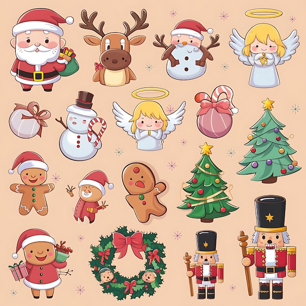 A collection of various Christmas celebration stickers