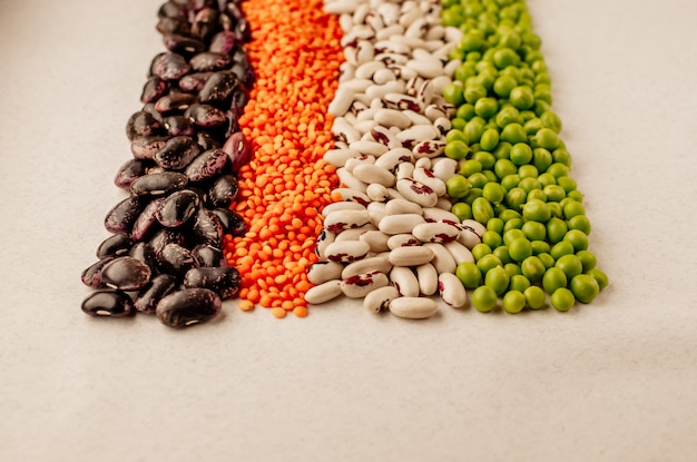 Collection of various dried legumes