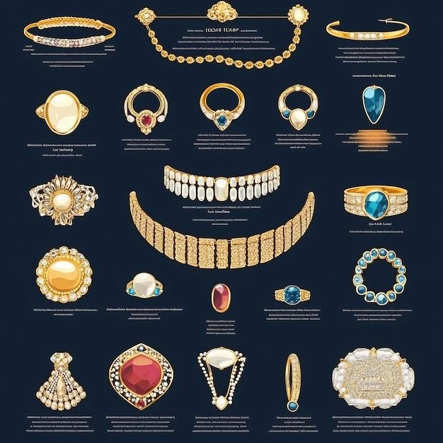 A collection of various gold jewelry pieces with diamonds sapphires rubies and other gemstones