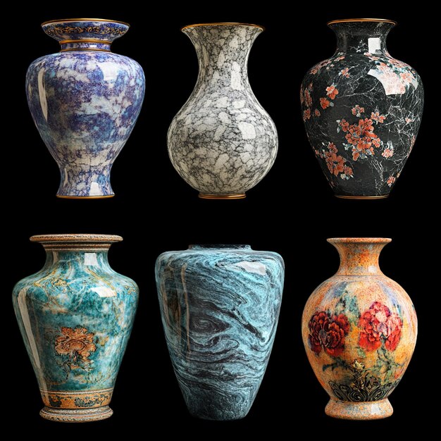 Photo a collection of vases with a design on the bottom