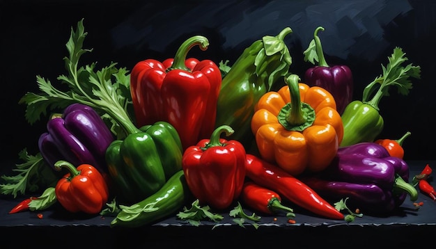 a collection of vegetables including peppers peppers and peppers