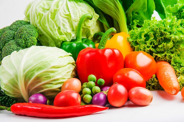 Collection vegetables isolated white background