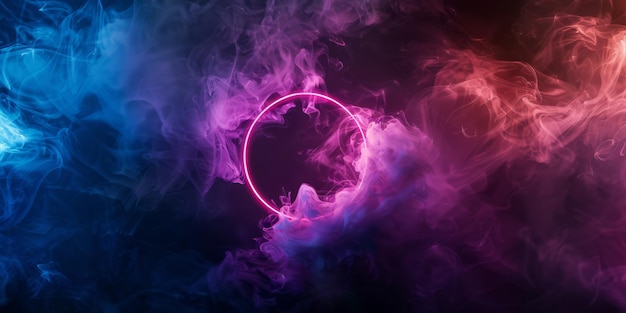 Photo a collection of vibrant abstract circles set in a dreamy smoke aesthetic atmosphere