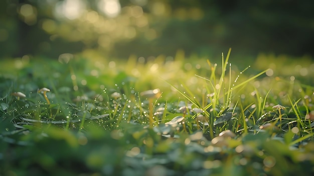 Collection of Vibrant Green Grass Dew Wildflowers and Nature Scenes in Various Settings