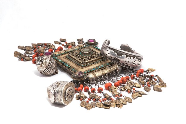 Collection of Vintage National and Silver Jewelry Kazakh National Jewelry