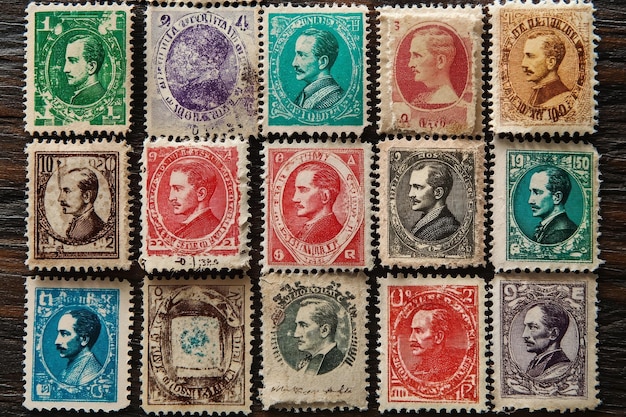 Photo collection of vintage postage stamps