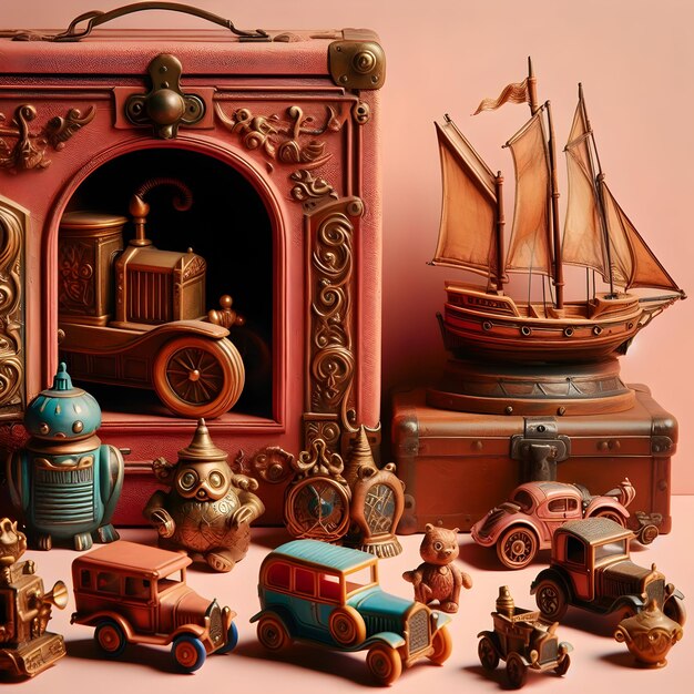 Photo a collection of vintage toys each one a portal to nostalgic memories of carefree days filled with e