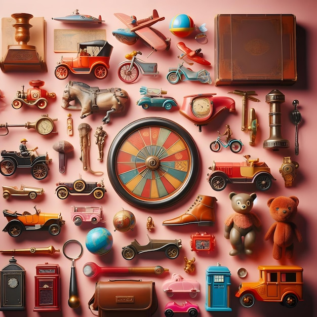 Photo a collection of vintage toys each one a portal to nostalgic memories of carefree days filled with e