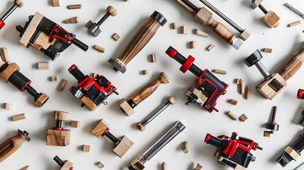 A Collection of Vintage Woodworking Tools on a White Background