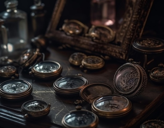 A collection of watches and other items on a table