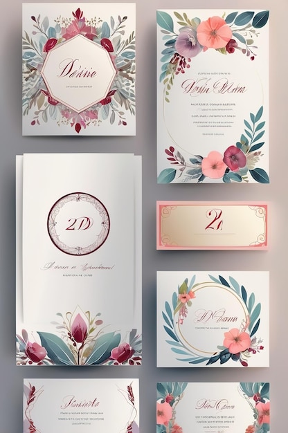 Photo a collection of wedding invitations for a bride and groom