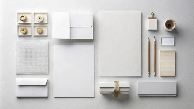 Photo a collection of white boxes with a wooden pencil on the top of them