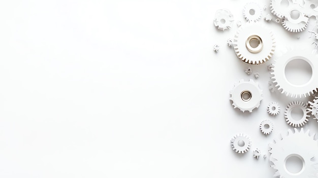 Photo a collection of white gears on a clean surface symbolizing teamwork engineering and creativity in design