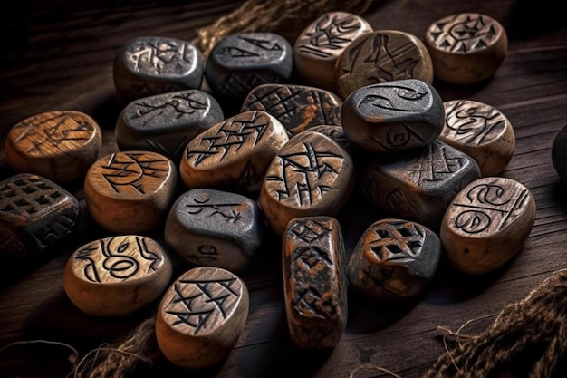 A collection of wooden dice with the letters x and y on them.