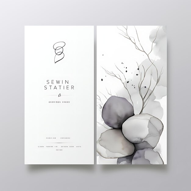 Photo collection zen stone invitation card pebble shape stone paper material illustration idea design