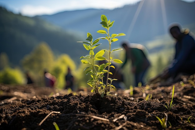 Collective plantation symbolizes ecological commitment generative IA