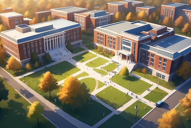 College campus concept illustration