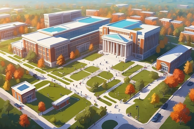 College campus concept illustration