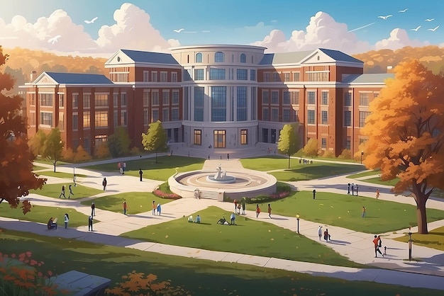 College campus concept illustration