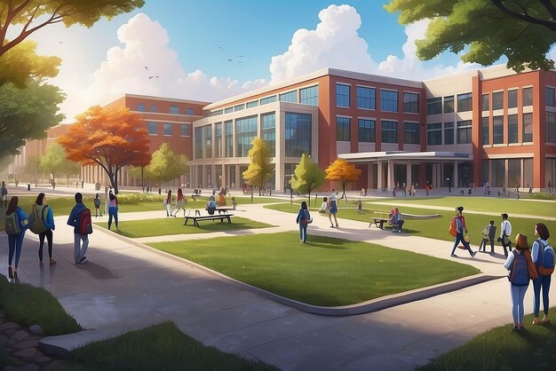 College campus concept illustration