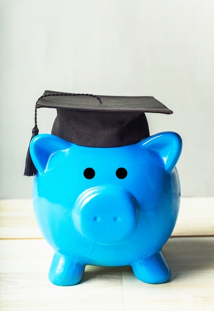 College graduate student diploma piggy bank