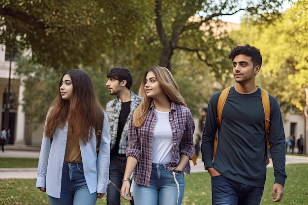 College students walking on street outdoor