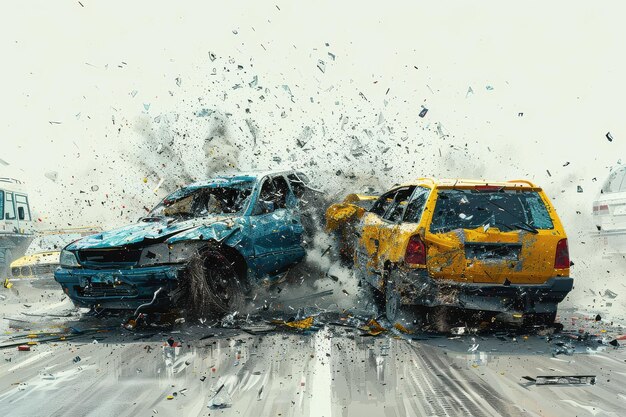 Photo collision chaos capturing car crashes