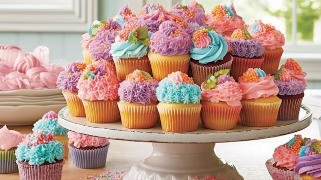 coloful cupcakes HD 8K wallpaper Stock Photographic Image