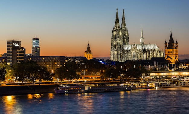 Cologne city with Cathedral at sunset