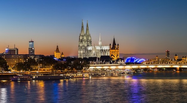 Cologne at sunset panorama