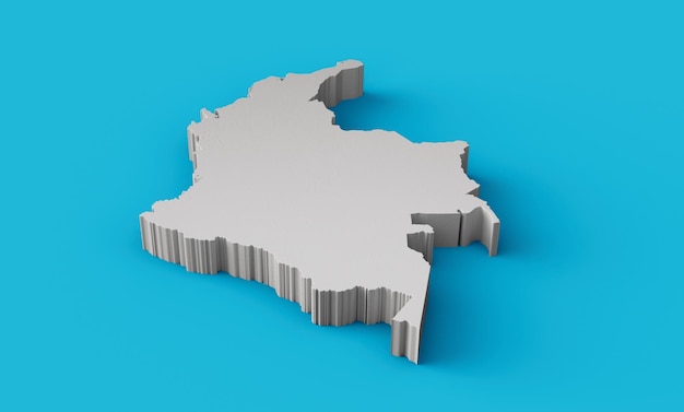 Colombia 3D map Geography Cartography and topology Sea Blue surface 3D illustration