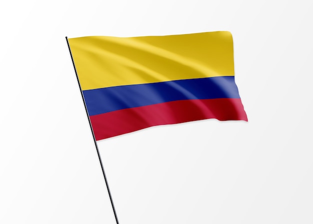 Colombia flag flying high in the isolated background Colombia independence day