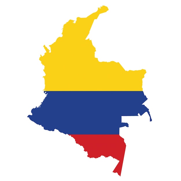 Colombia flag map country outline with national flag