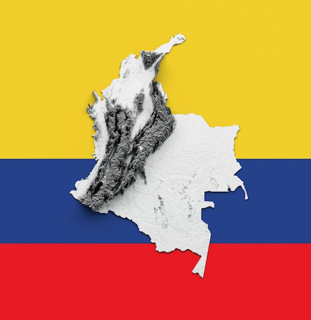 Colombia Map on Flag 3d illustration