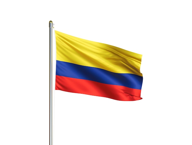 Colombia national flag waving in isolated white background Colombia flag 3D illustration