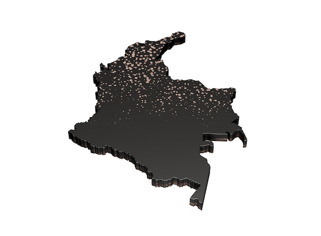 Colombia premium black map 3d illustration isolated on white