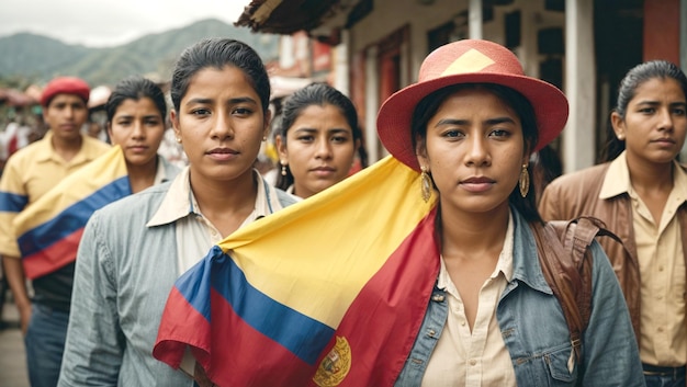 Colombian citizens proudly display their national flag as an emblem of their patriotism and identity