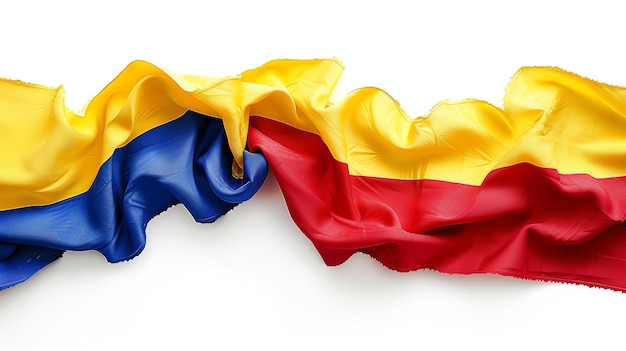 The Colombian flag waving on a white background