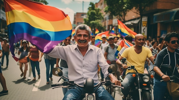 Colombian people with their flag