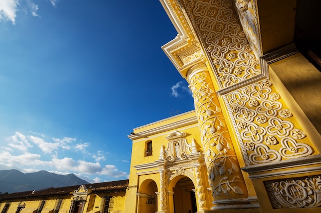 Colonial architecture in ancient Antigua Guatemala city, Central America, Guatemala