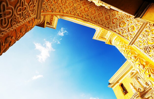 Colonial architecture in ancient Antigua Guatemala city, Central America, Guatemala