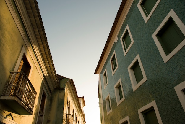 Colonial houses in the historic center of Sao Luis do Maranhao during sunrise