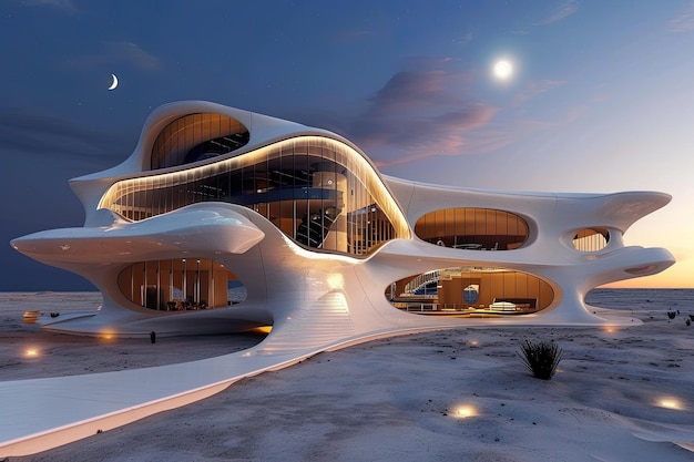 A colony on Mars featuring futuristic architecture design