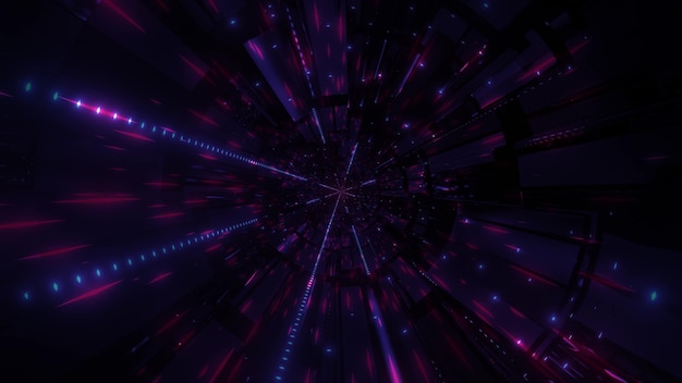 Color changing 4k uhd space tunnel corridor 3d illustration  