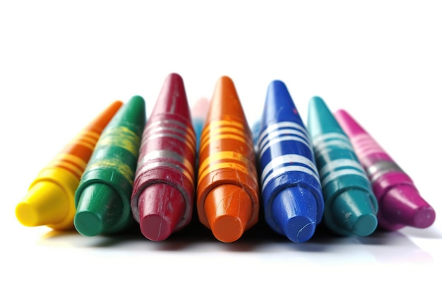 Photo a color crayons isolated on a white or transparent background ai generated image