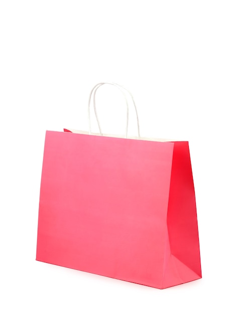 color gift bag with hard paper handles isolate on a white background